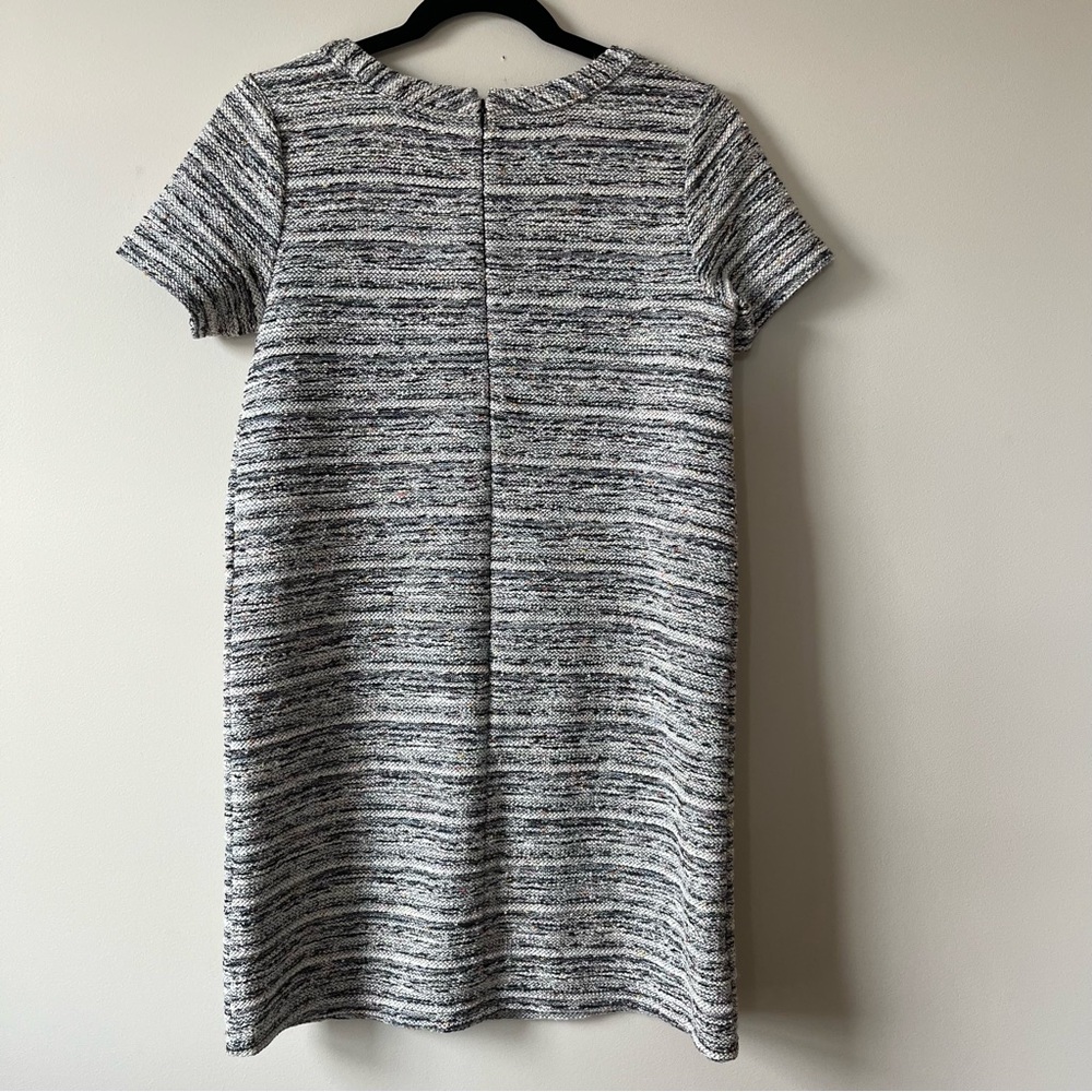 LOFT Petite Boucle Tweed Shift Dress Black White Pocket Mini SP - Picture 4 of 11